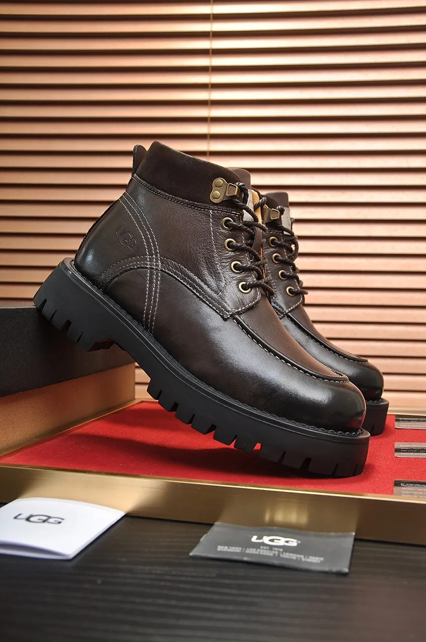 Men's shoes 💰640💶 [UGG] (full wool lining) top-end high-quality fur-in-one warm snow boots from Australia's warm luxury brand men's shoes, UGG-5877 official website synchronized, made of imported cowhide, carefully sewn...Imported rubber foam outsole (comfortable, soft, wear-resistant) The quality is really great...Exquisite workmanship, you can't put it down at first sight, available in sizes 39-44